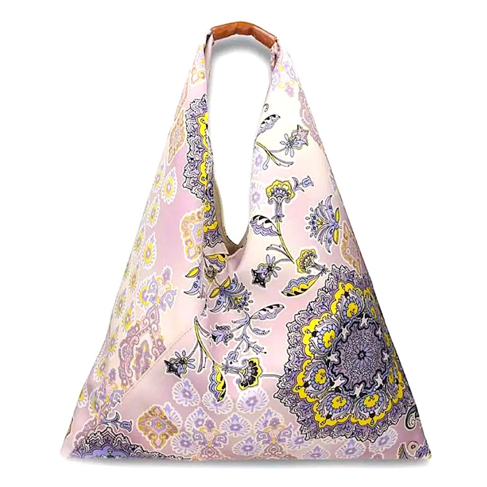 Italian silk Floral Patterned Pink and Yellow Women's Bag